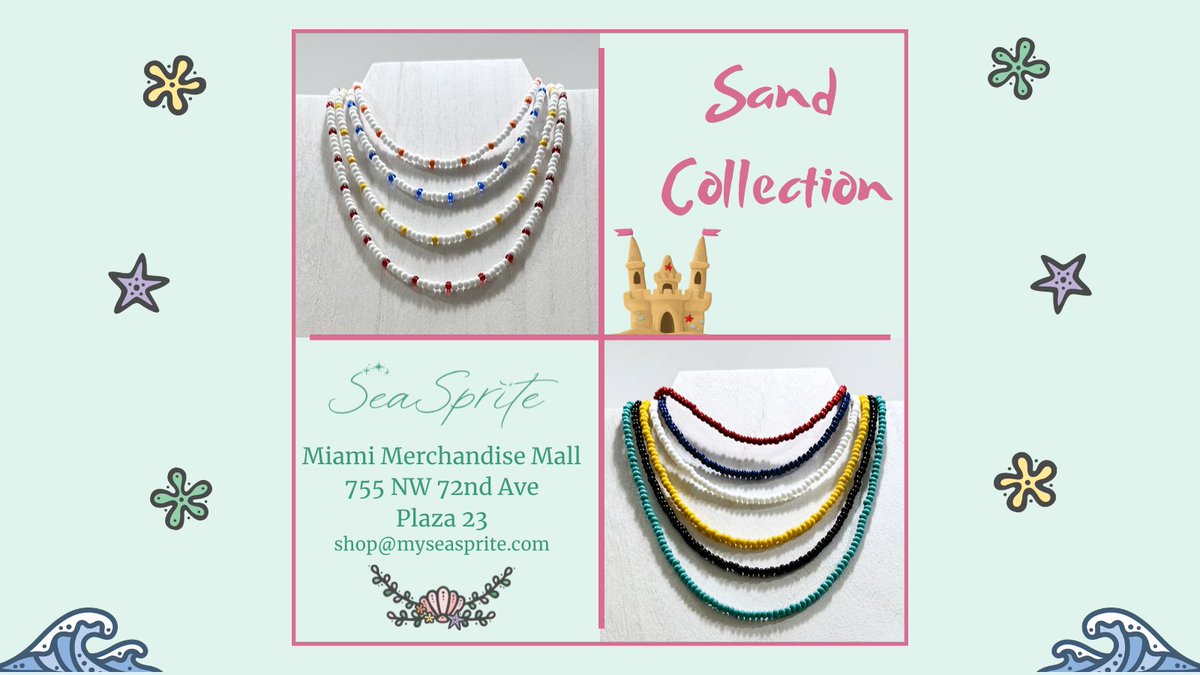 Swim by today & shop the Sea Sprite Sand Collection of beach-inspired seed bead necklaces. See you soon! 🧜‍♀️🧜‍♀️🌊🌊
~~~~~
~~~
~
#myseasprite #seaspritemiami #seedbead #seedbeadjewelry #beadnecklace #beachstyle #boutique #miami #shopsmall #shoplocal #miamimerchandisemall