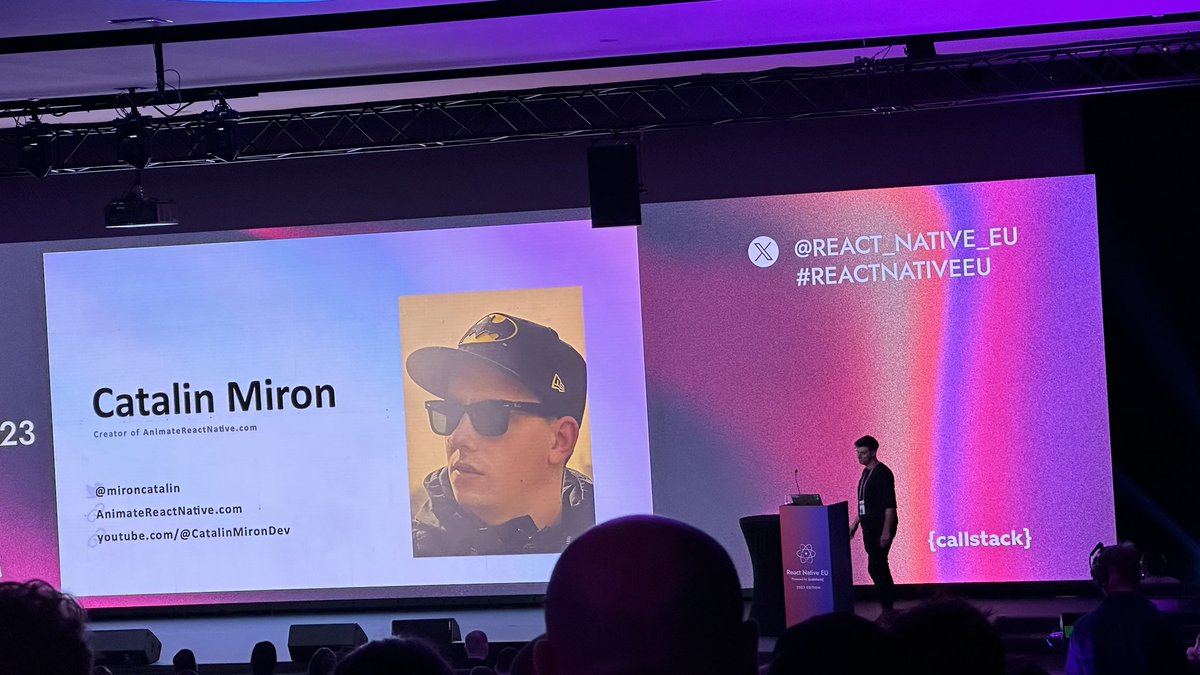 k4_b3_'s tweet photo. @mironcatalin on animations in #ReactNative apps 🚀 #RNEU2023 https://t.co/jJDwt1VoUw