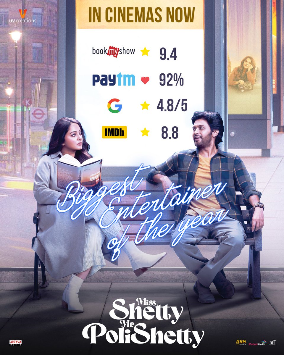 Laugh Your Heart Out! ❤️ 

#MissShettyMrPolishetty is winning hearts and unanimous blockbuster ratings 🥳

𝐁𝐢𝐠𝐠𝐞𝐬𝐭 𝐄𝐧𝐭𝐞𝐫𝐭𝐚𝐢𝐧𝐞𝐫 𝐎𝐟 𝐓𝐡𝐞 𝐘𝐞𝐚𝐫 💥

bit.ly/MSMPBMS 🎟️ 
bit.ly/MSMPPaytm 🎟️ 

#BlockbusterMSMP #TheQueenisBack

<a href="/MsAnushkaShetty/">Anushka Shetty</a>
