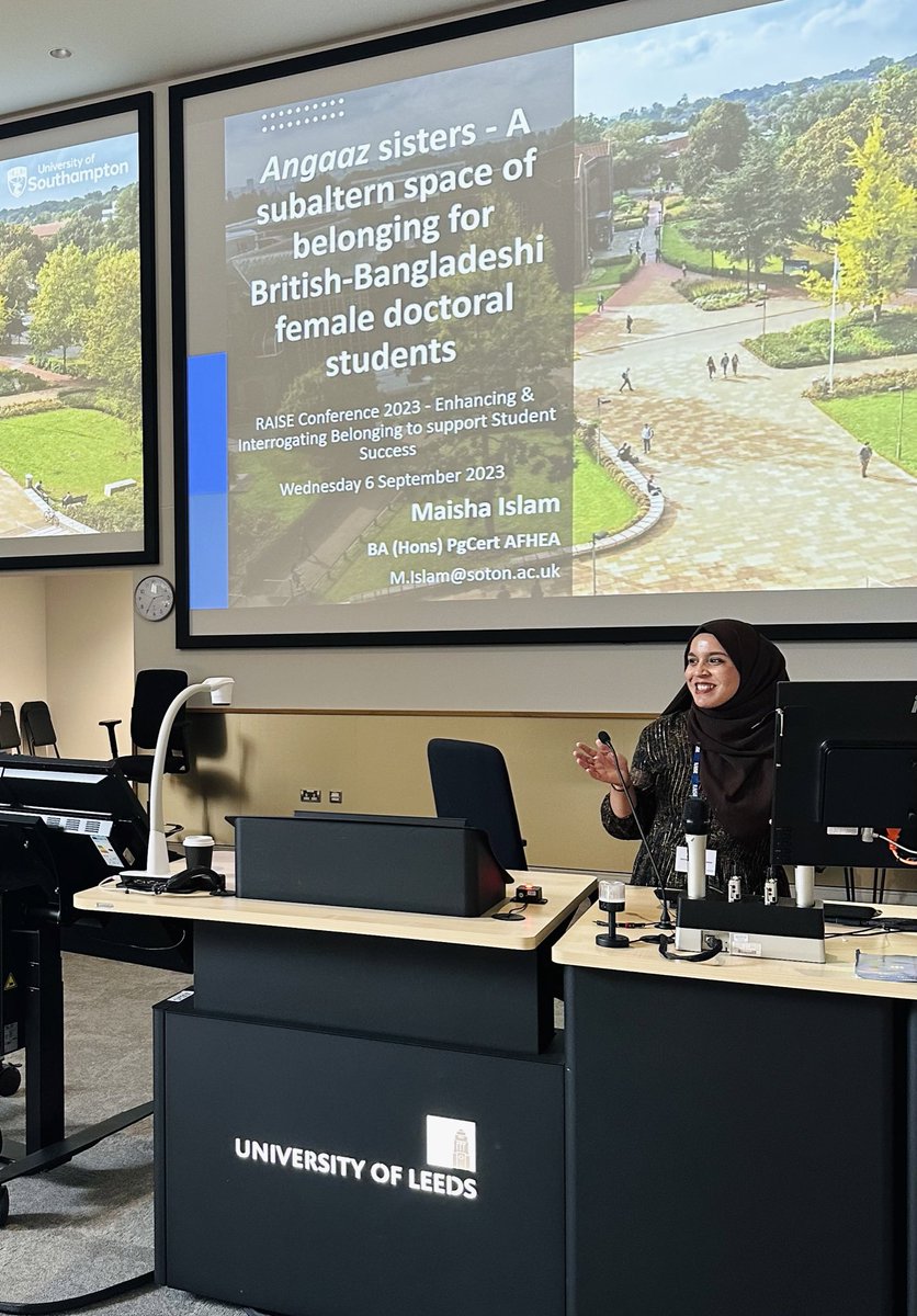 An amazing #RAISE23 Conference! Honoured to share the subaltern space of #belonging created for #BritishBangladeshi women undertaking #PhD! HUGE thank you to the wonderful @RAISEnetwork committee, @UniversityLeeds folk and inspiring presenters/delegates for a fantastic 2 days! 💙