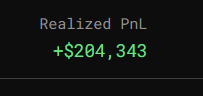 crypto_woopig's tweet photo. Made a banana wallet and funded it with .5E 2 months ago. considered it my degen challenge wallet, lots of quick trades/snipes and racked up about 20 tx a day on it. So far up to 200k realized plus another 30-40k or so sitting on. https://t.co/ImXsT6WKsh