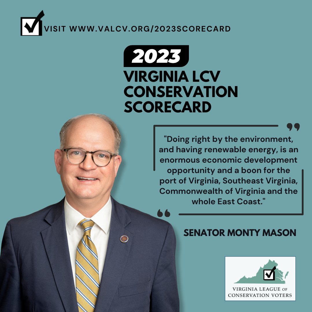 🎉🎉We must not take our Legislative Heroes and Leaders, like 100 percent-er @SenMMason, for granted – let Sen. Mason know you appreciate his commitment to conservation and look forward to his continued support! #legislativehero #climatechamp #cleanenergyjobs #newportnewsva #va