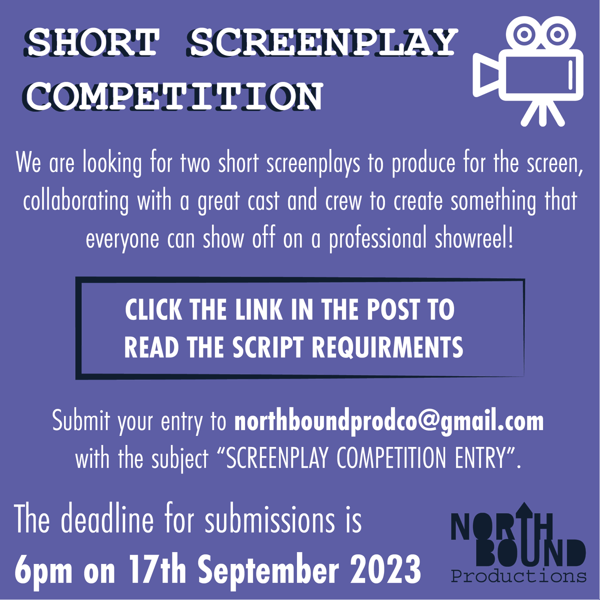 🎬10 days left to enter our short screenplay competition! 

Find out more here👉northboundprodco.wixsite.com/northbound/scr…
