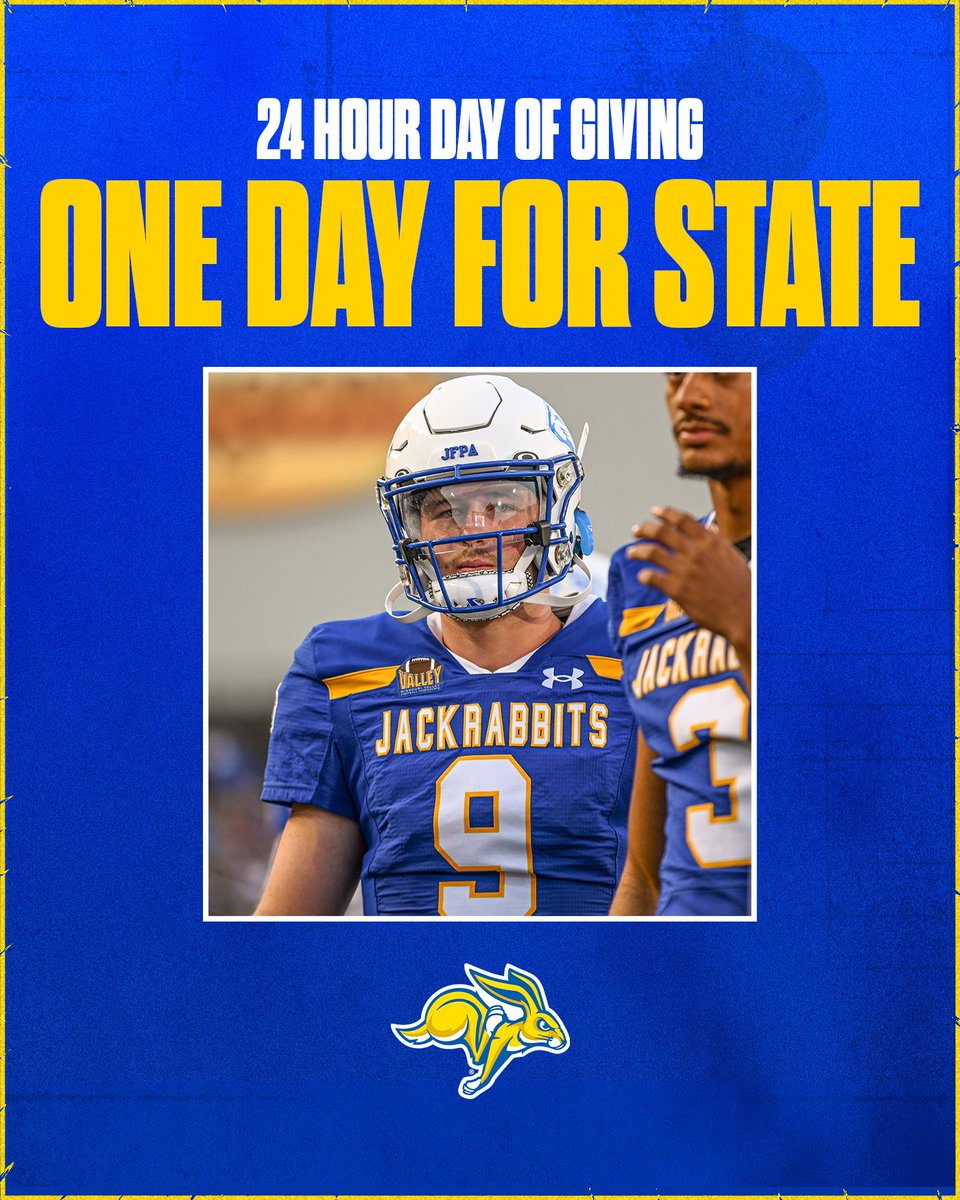 I am grateful to be apart of such a great program at South Dakota State University. Today is one day for state! Please consider donating and being apart of our successful program, we appreciate it more than you know! Go big. Go blue. Go Jacks

givenow.sdstatefoundation.org/one-day-for-st…