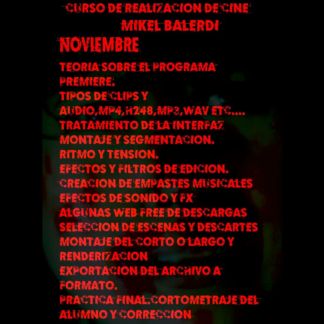 balerdifilms's tweet photo. Para toda la gente quee pregunta por el temario del curso de realización de cine lo dejo aquí.
Actualmente hay solo 1 plaza disponible en duda de ocuparse.
Es posible que no se repita el curso hasta dentro de dos años o que el año próximo se intensifique los 3 meses a 1 intensivo https://t.co/G9FE8IlSmK