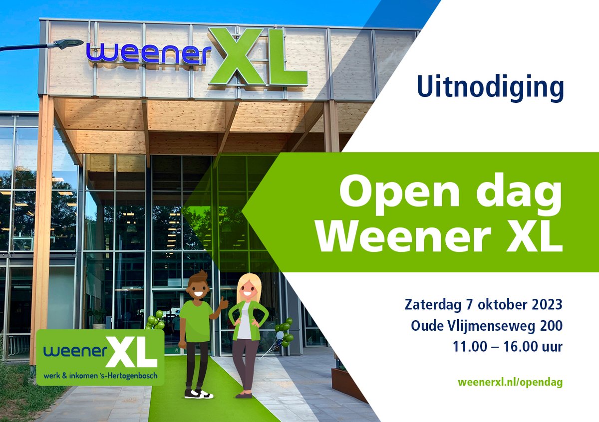 Hallo! Kom je ook naar onze #opendag? Op zaterdag 7 oktober 2023 openen wij feestelijk onze deuren! En met van alles te doen voor iedereen! 

Benieuwd? Kom langs en bekijk het programma: weenerxl.nl/opendag