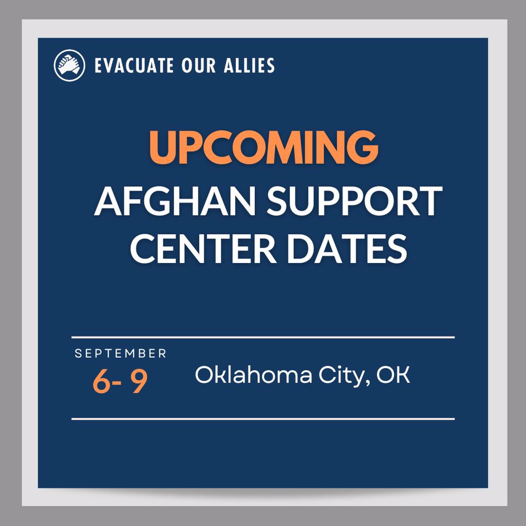 Thank you gov depts who support Afghan parolees-<a href="/USCIS/">USCIS</a>, <a href="/StateDept/">Department of State</a>, <a href="/State_SCA/">Bureau of South and Central Asian Affairs (SCA)</a>, CARE team, <a href="/HHSGov/">HHS</a> ORR, DOJ <a href="/CivilRights/">DOJ Civil Rights Division</a>, <a href="/SocialSecurity/">Social Security</a>-at Afghan Support Center at OKC. centersforafghansupport.org/okc/. Love to see the support.

We’d love to see the National Visa Center in Tulsa, OK!