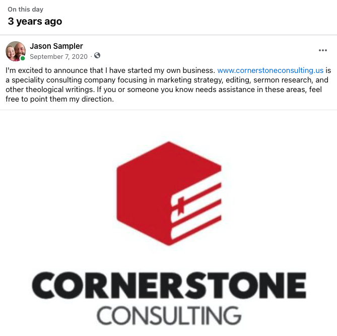 CornerstoneRG1's tweet photo. Facebook Memories reminded us we started this company 3 years ago today. Our name and focus have changed, but our desire to serve our clients well has not. If you have any #dissertation #PhD #DMin #EdD editing needs, let us help. You wont be disappointed. https://t.co/9rf6SxXMSr https://t.co/e4l65inw8o