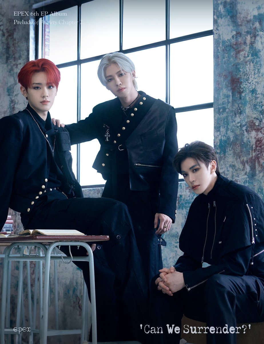 the_EPEX's tweet photo. [📀]
EPEX 6th EP Album 
Prelude of Anxiety Chapter 2. 
‘Can We Surrender?’

KEUM, A-MIN, AYDEN,
Unit Photo 1

2023.10.04 6PM

#EPEX #이펙스 #Eight_Apex #CanWeSurrender #Prelude_of_Anxiety #불안의서 #위시 #금동현 #뮤 #아민 #백승 #에이든 #예왕 #제프 https://t.co/d9r8lLmewM