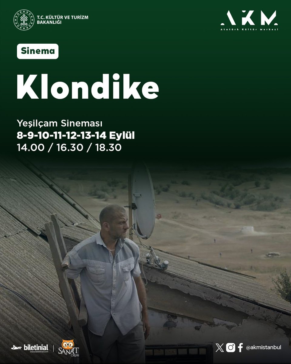 Yönetmen Maryna Er Gorbach imzalı “Klondike” filmi, 8-14 Eylül tarihleri arasında 3 farklı seans ile AKM Yeşilçam Sinemasında! 🎞

🎟 Biletler için: akmistanbul.gov.tr/tr/etkinlik/kl…

#AKMdeBuluşuruz <a href="/TCKulturTurizm/">T.C. Kültür ve Turizm Bakanlığı</a>