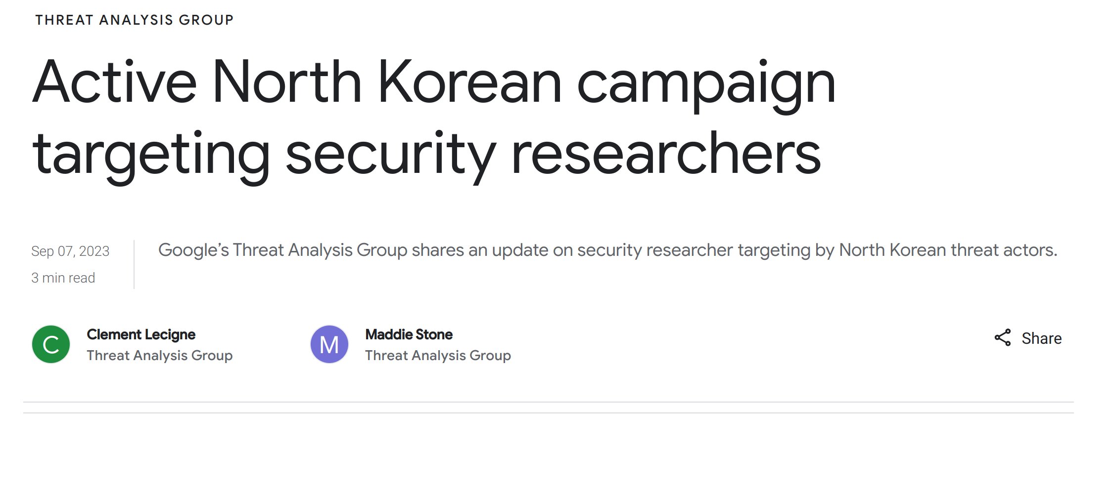 Active North Korean campaign targeting security researchers