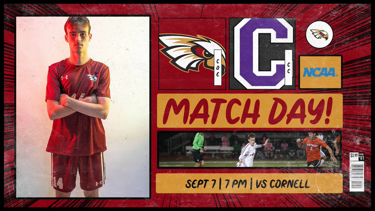 CoeAthletics's tweet photo. ⚽️@CoeMSoccer Gameday❗️

🆚Cornell 
⏰7 PM
🏟️Clark Field
📺https://t.co/s9q8yyAY6Z
📊https://t.co/D8azmf9Y1N

#KohawkNation https://t.co/gEfY499cyC