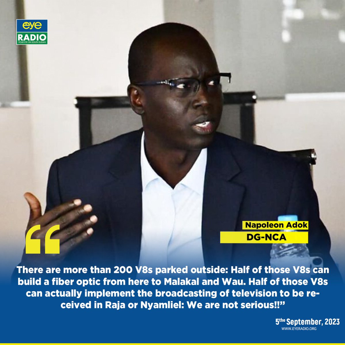 EyeRadioJuba's tweet photo. QUOTE: What is your take on Napoleon Adok's statement below? #SouthSudan #SSOX https://t.co/YX95i5nLai