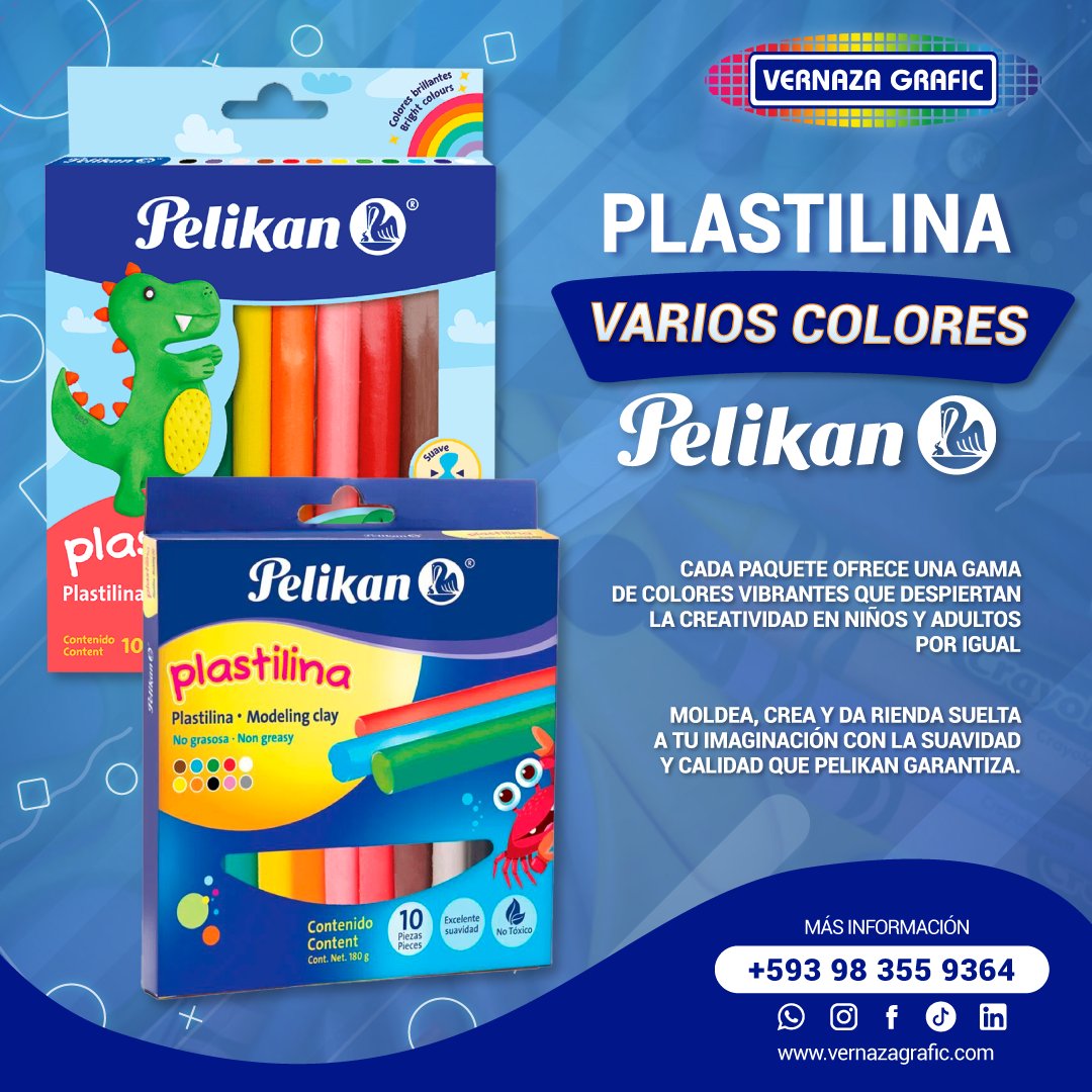 📢¡Dale vida a tus ideas con nuestros paquetes de plastilinas de varios colores marca Pelikan! 🌈🎨

📍Consíguelos sólo en Vernaza Grafic.
Para más información:
📲0983559364
💻vernazagrafic.com

#PlastilinasPelikan #ColoresVibrantes #CreatividadInfinita #ArteEn3D