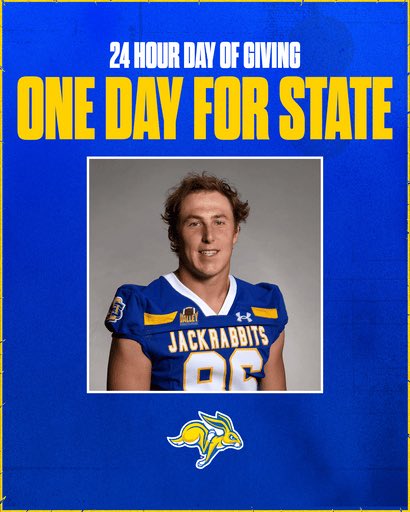 patrick_hoff11's tweet image. Today is One Day for State! Please consider donating to a program that has given me plenty of opportunities on the field and in the classroom.  Please help us to keep succeeding on the field and in the classroom to further our success by donating today!
givenow.sdstatefoundation.org/one-day-for-st…