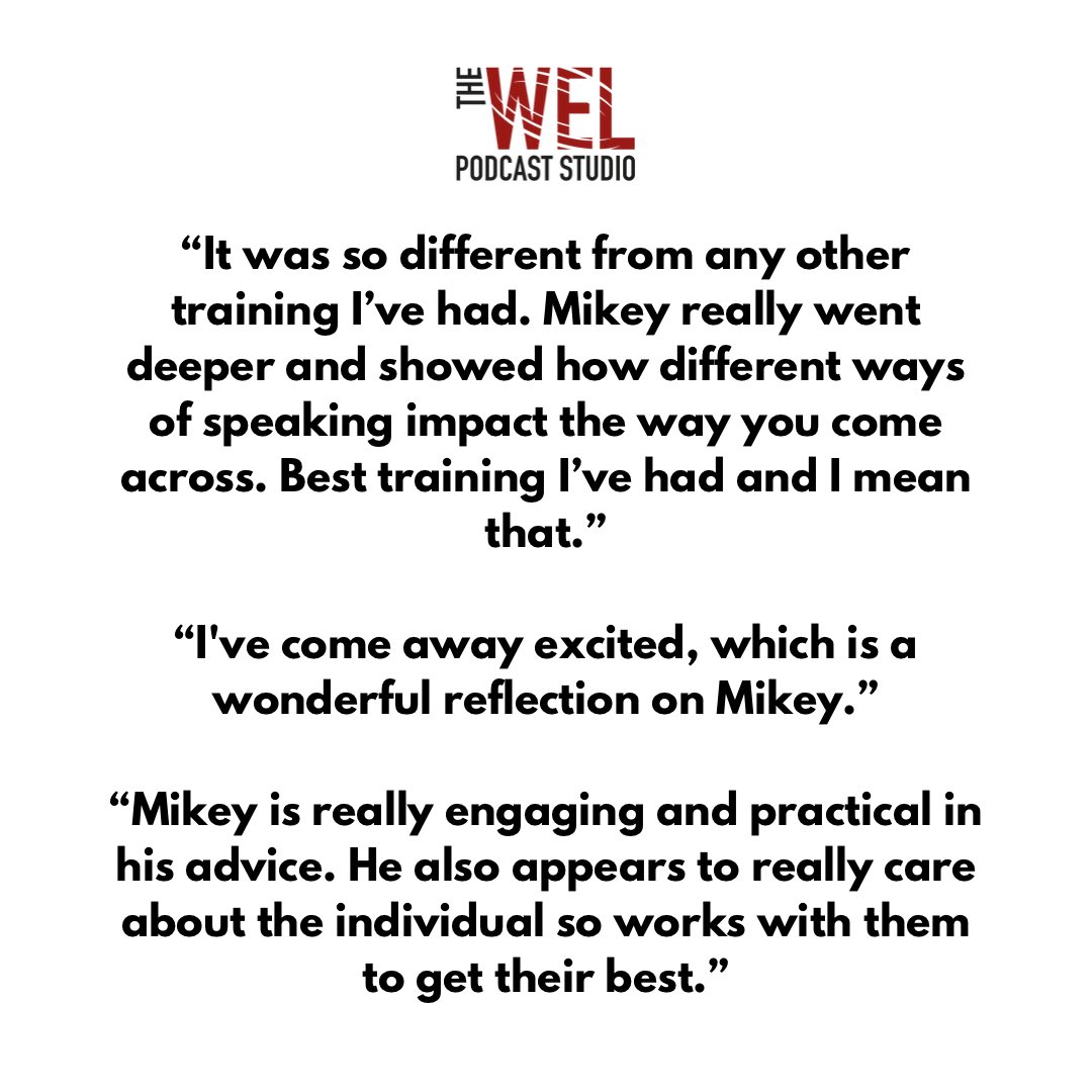 If you feel your Podcast endeavours aren’t achieving what you set out to, Mikey Smith can help. Mikey has worked extensively with The WEL and when we have teamed him up with our clients the feedback and transformation has been remarkable.
 
• thewel.co.uk/training •

#podcast