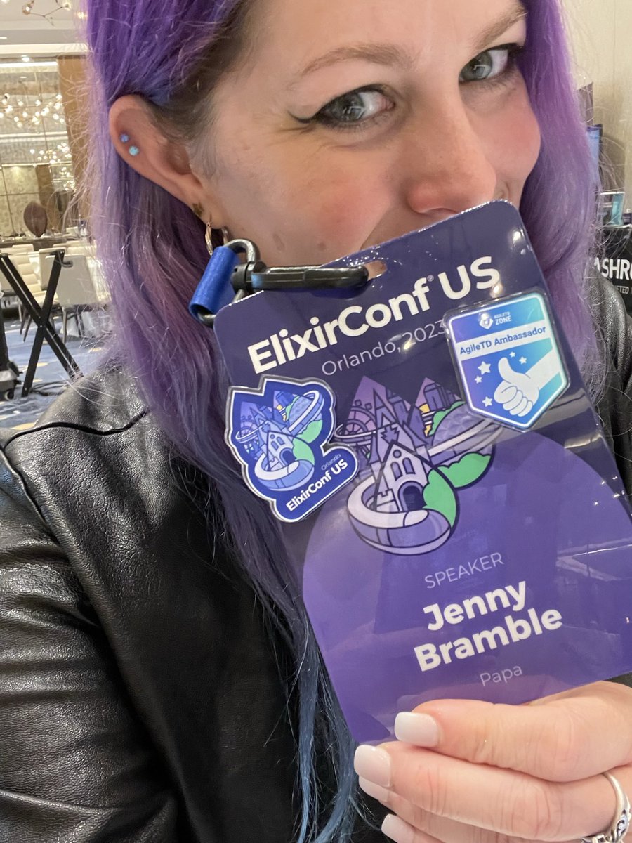 My <a href="/AgileTDZone/">AgileTD Zone</a> ambassador badge matches my <a href="/ElixirConf/">ElixirConf</a> badge which matches my hair 😂