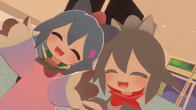 あたごしゃんとなすちゃんかいへんのおはなしした!あたしもいっぱいがんばろう! 