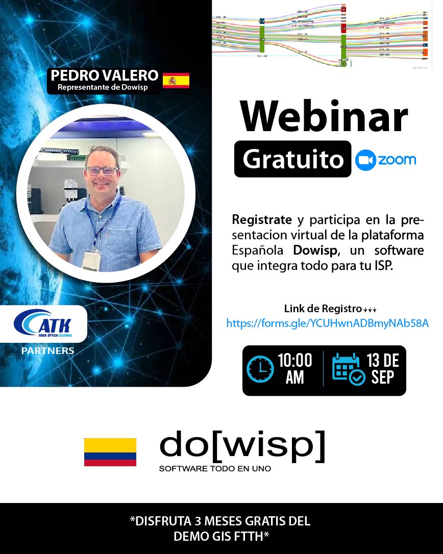 AtkFibraOptica's tweet photo. 📷 Acompáñanos este 📷13 de Septiembre a la 📷10 am  en esta presentación virtual de la plataforma Dowisp un Software todo en uno para tu ISP.
-𝗥𝗲𝗴í𝘀𝘁𝗿𝗮𝘁𝗲 𝘆 𝗰𝗼𝗻𝗳𝗶𝗿𝗺𝗮 𝘁𝘂 𝗮𝘀𝗶𝘀𝘁𝗲𝗻𝗰𝗶𝗮
https://t.co/zBLygUIpDB https://t.co/hnbsNU49cR