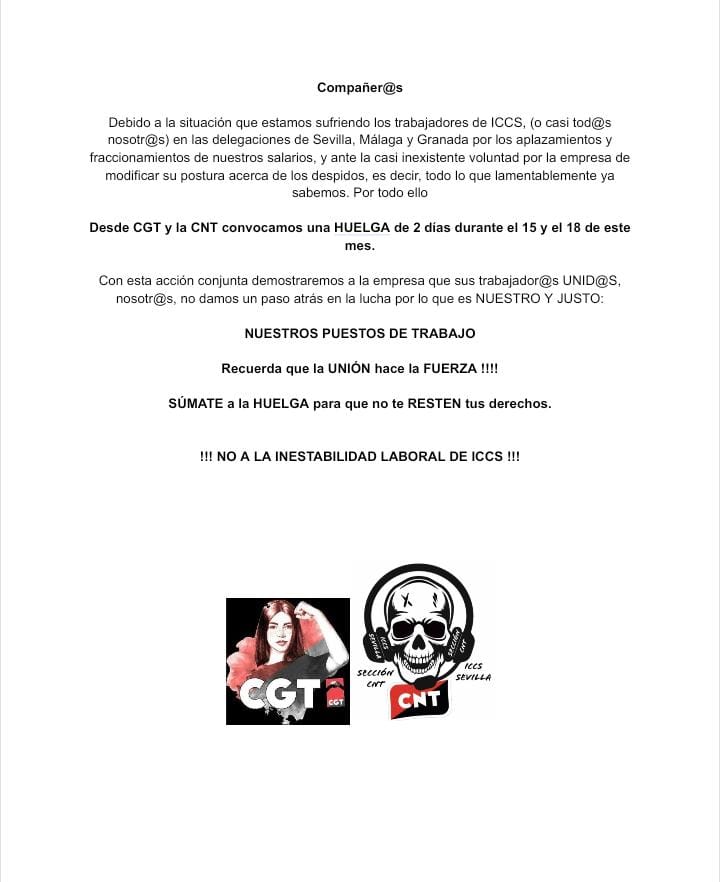❤️🖤BUENO GENTE🖤❤️

EMPEZAMOS DESDE YA CON LA VERDADERA HERRAMIENTA DE COMBATE DE LA CLASE TRABAJADORA.

MIRA. LEE. CONTACTA. AYUDA. COMBATE.

TÚ TRABAJO, TUS DERECHOS, TU VIDA.