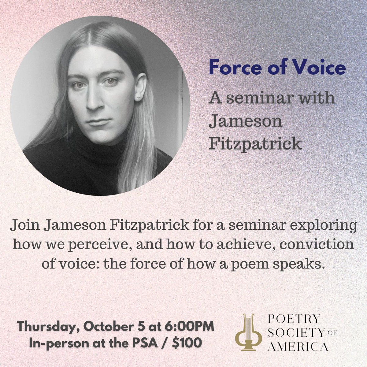 excited to be leading this class on 'truth,' conviction & poetic voice for the @PoetrySociety next month! register now & we'll read and talk about some amazing poems together in October <3 poetrysociety.org/events/truth-v…