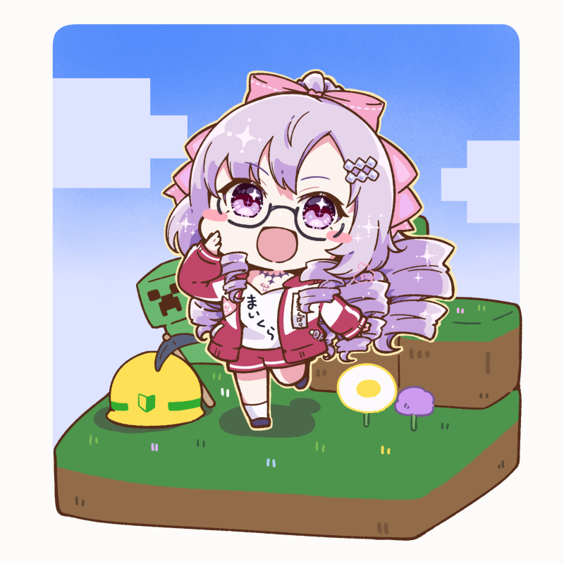 hyakumantenbara salome 1girl chibi glasses purple eyes jacket purple hair long hair  illustration images