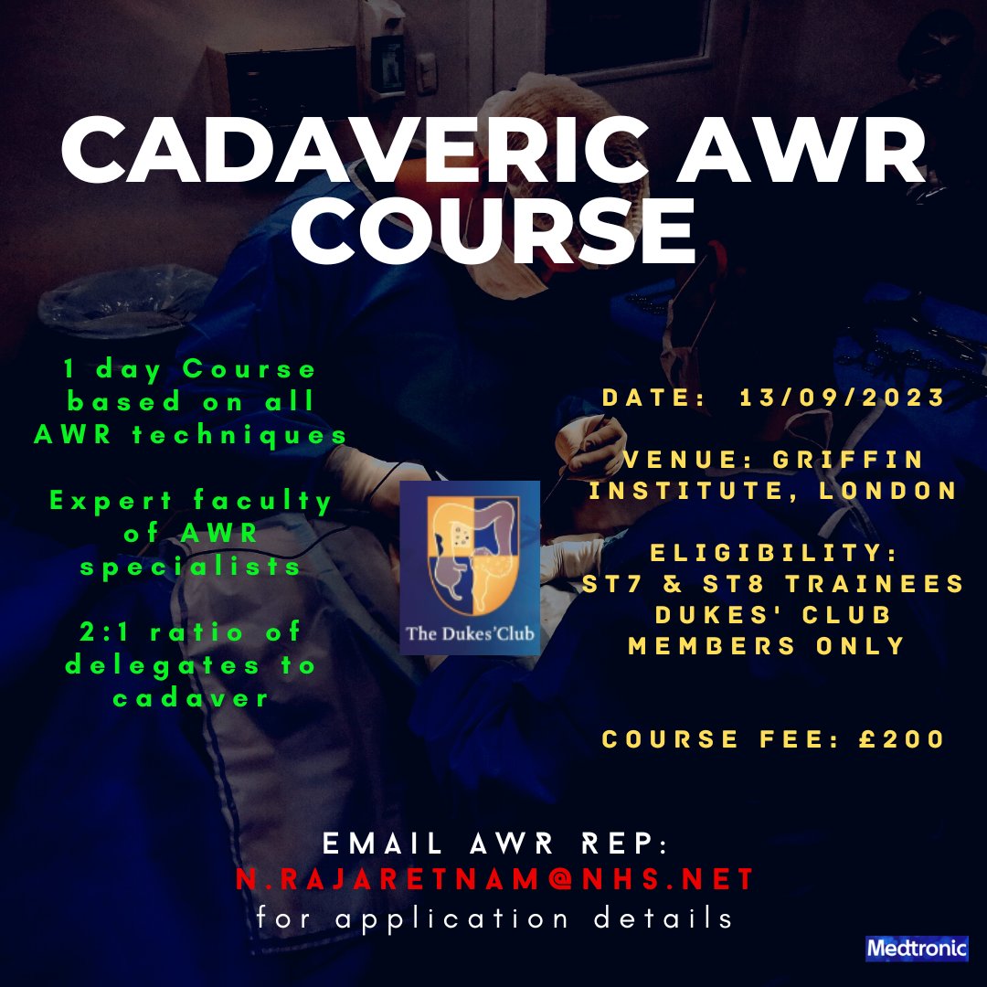 Niroshini Rajaretnam (@n_raj_) on Twitter photo *Attention all AWR trainees*
Due to some last minute cancellations, we now have spaces left on this fantastic hands-on cadaveric AWR course next week. Contact me if you want to attend! <a href="/Dukes_Club/">The Dukes' Club</a> <a href="/ASGBI_MA/">ASGBI Moynihan Academy</a> <a href="/ASiTofficial/">ASiT</a> <a href="/ACPGBI_EduTrain/">ACPGBI-Education&Training</a> <a href="/swhst_network/">SWHST</a> *Attention all AWR trainees*
Due to some last minute cancellations, we now have spaces left on this fantastic hands-on cadaveric AWR course next week. Contact me if you want to attend! <a href="/Dukes_Club/">The Dukes' Club</a> <a href="/ASGBI_MA/">ASGBI Moynihan Academy</a> <a href="/ASiTofficial/">ASiT</a> <a href="/ACPGBI_EduTrain/">ACPGBI-Education&Training</a> <a href="/swhst_network/">SWHST</a>