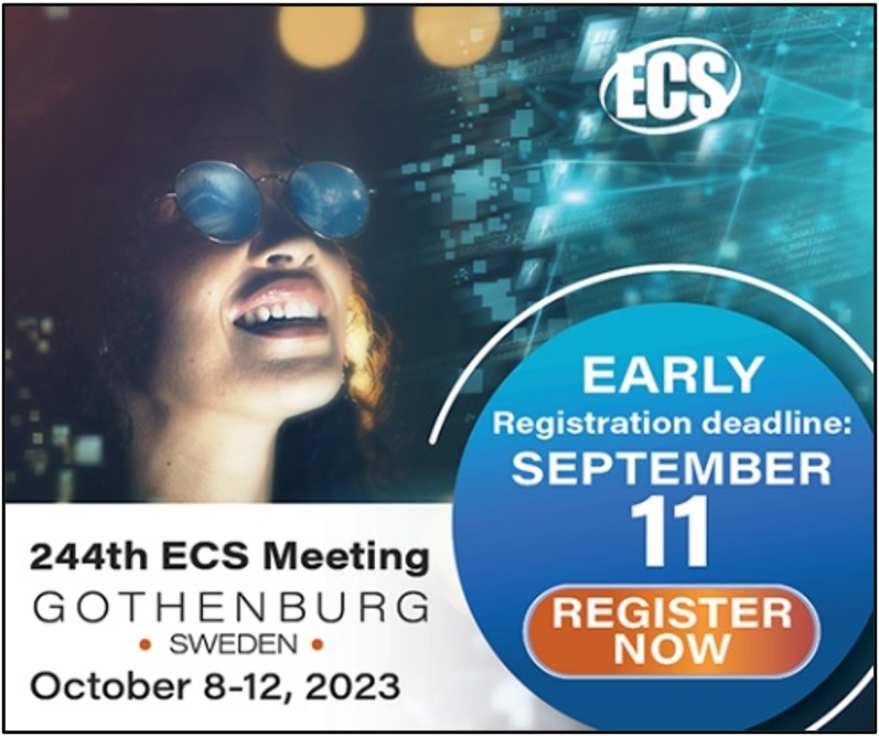 Come join the “ALD &amp; ALE Applications, #19” symposium at the 244th ECS Meeting in Gothenburg, Sweden, Oct. 8-12, 2023. Register: electrochem.org/244/ Program: ecs.confex.com/ecs/244/meetin…