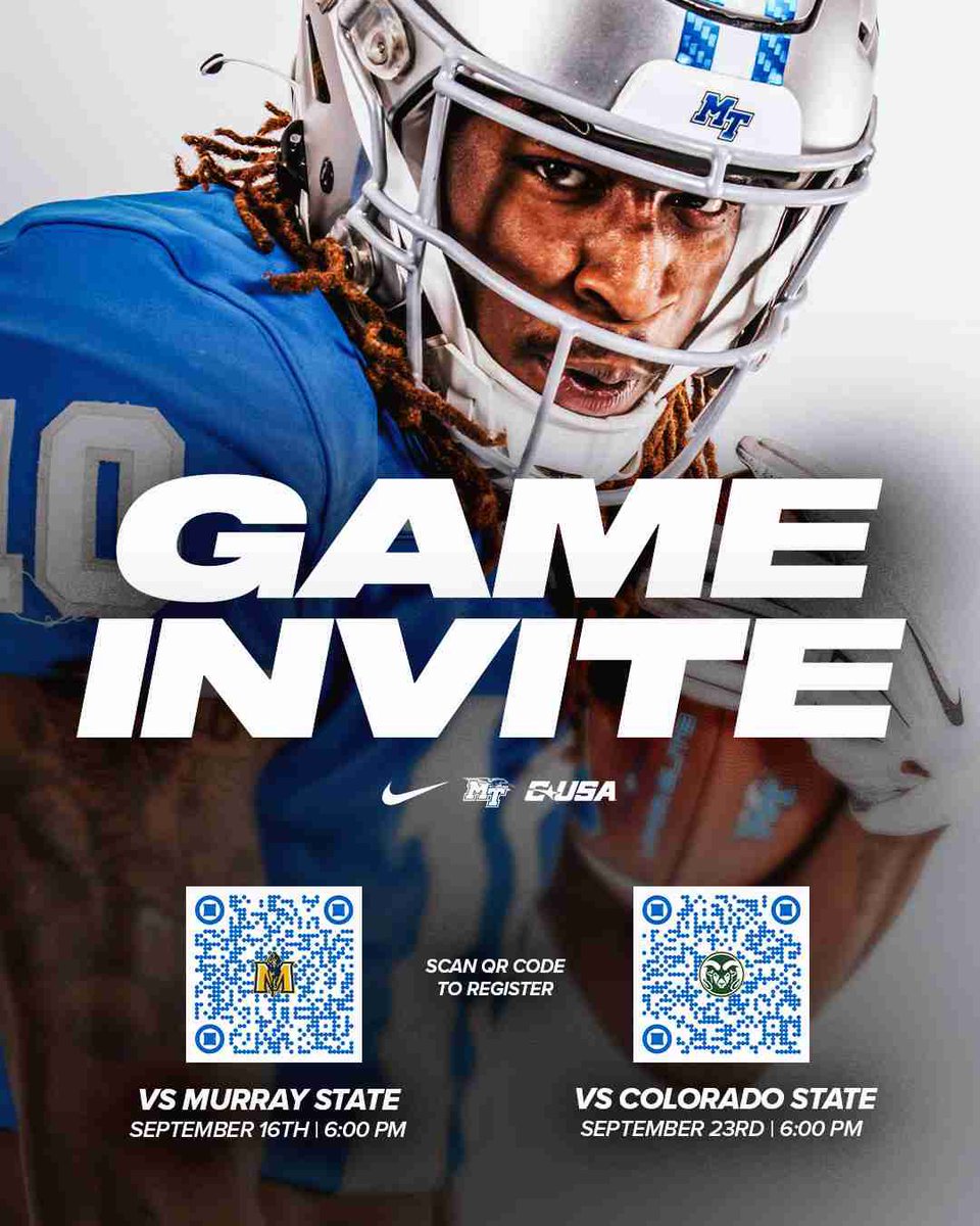 Appreciate the conversation with <a href="/MT_FB/">Middle Tennessee Football</a> and the game day invite. Looking forward to future conversations and developing a relationship with y’all. <a href="/MTFB_Recruiting/">Middle Tennessee Football Recruiting</a>  #2IGHTNING5TRIKES #LEGIONOFBLUE