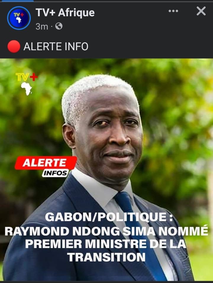 GabonElection23's tweet photo. #Gabon

Raymond ndong sima désigné premier ministre de la transition du CTRI https://t.co/TgT9exWV7X