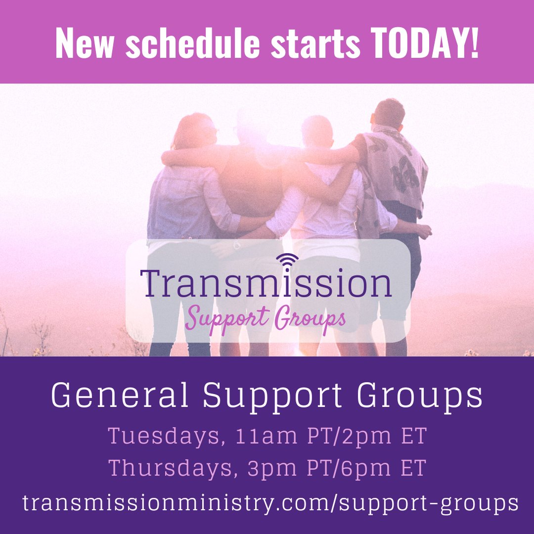 Don’t forget: the schedule for our Thursday General Support Group is changing starting today! The new group meeting time every Thursday will be 3pm PT/6pm ET. The Tuesday group meeting time will remain at 11am PT/2pm ET.  Sign up for support groups here: bit.ly/3oCeDvf