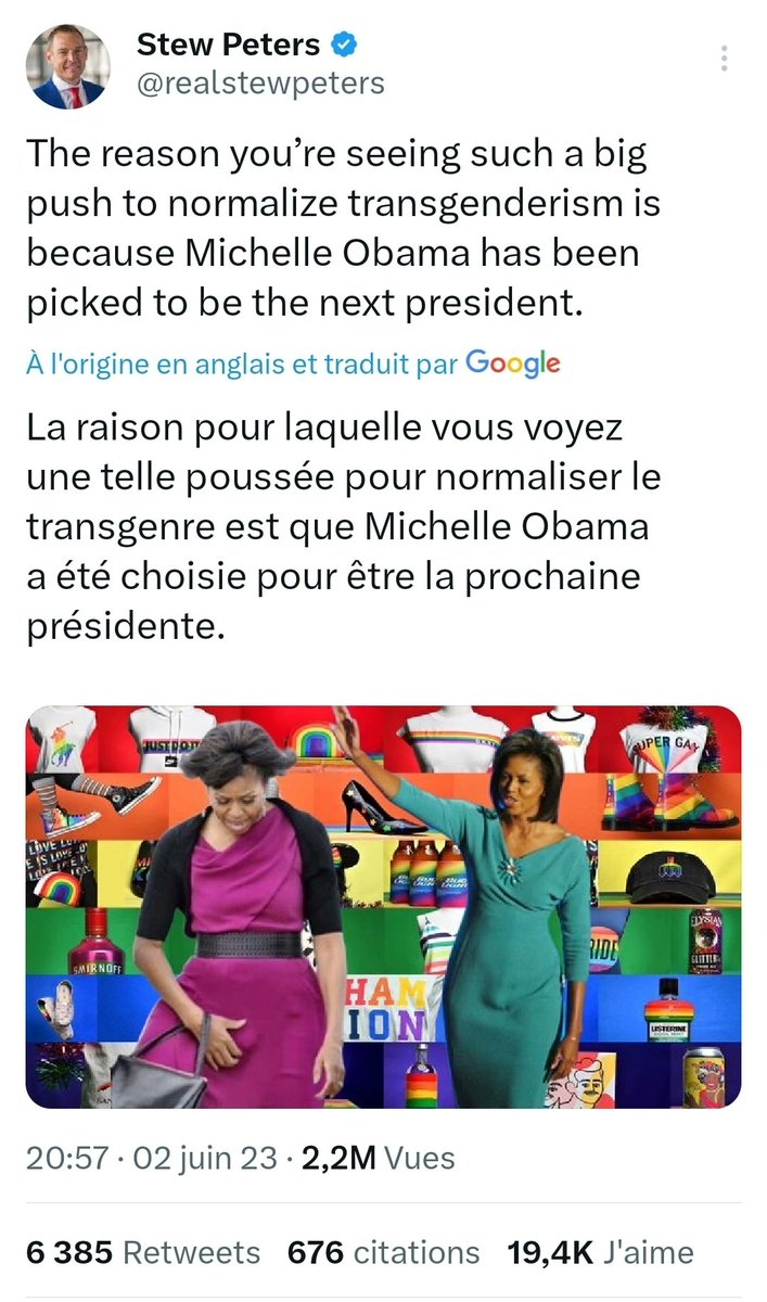 MagLiber3's tweet photo. Hâte d'être le 19 même si Malik a déjà donné des infos

1/ DOUBLE EXPOSITION 💣💣
#MalikObama a déclaré que son frère #BarackObama est "définitivement gay" en réponse à la déclaration de l'ex président sur l'interdiction des livres pornographiques pour enfants.
Puis a retiré son tweet 😉🎥🍿

Obama [clone 😉🎥] declarant "Aujourd'hui, certains des livres qui ont façonné ma vie - et la vie de tant d'autres - sont remis en question par des personnes qui ne sont pas d'accord avec certaines idées ou perspectives. Et les bibliothécaires sont en première ligne, luttant chaque jour pour rendre le plus large éventail possible de points de vue, d'opinions et d'idées accessible à tous. a déclaré Barack Obama .

2/Le mari d'OBAMA 😉
EXPOSITION par Stew Peter 👊 👊 
#transgenre malfaisant  
MICHELE/Johnny OBAMA

Quand  le 😈 est rentrée dans nos vies insidieusement 
Quand la matrice a façonné le mal en bien, TROMPANT LES PEUPLES

Mais c'est fini
La matrice éclate 
La vérité brille de milles feux 
#transexualgate BOOM
#pédophiles BOOM
#Deepstate BOOM

#Q #NCSWIC 

@caurbeau1  @Qameleon17  @17ThankQ  @5DAliceMachine  @Bill90807930  @DonaldTrump_FR  @Anondana  @compostel1117  @DanScavino  @catloget1  @nadine_paysan  @BarneriasPierre  @BlackBondPtv  @WilliamSauton  @f_philippot  @GeneralMCNews  @guayuvin40