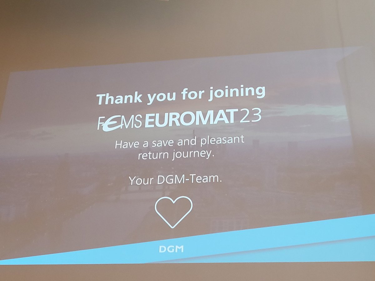 FEMS_EU's tweet photo. A very successful hybrid #FEMSEUROMAT has come to an end! We would like to thank all delegates, speakers & sponsors for a great conference & above all @DGM_eV (& volunteers) for the excellent organisation! See you all in Granada for FEMS EUROMAT 2025 by @SOCIEMAT
#EM23 #EUROMAT https://t.co/SDNN4V3B41