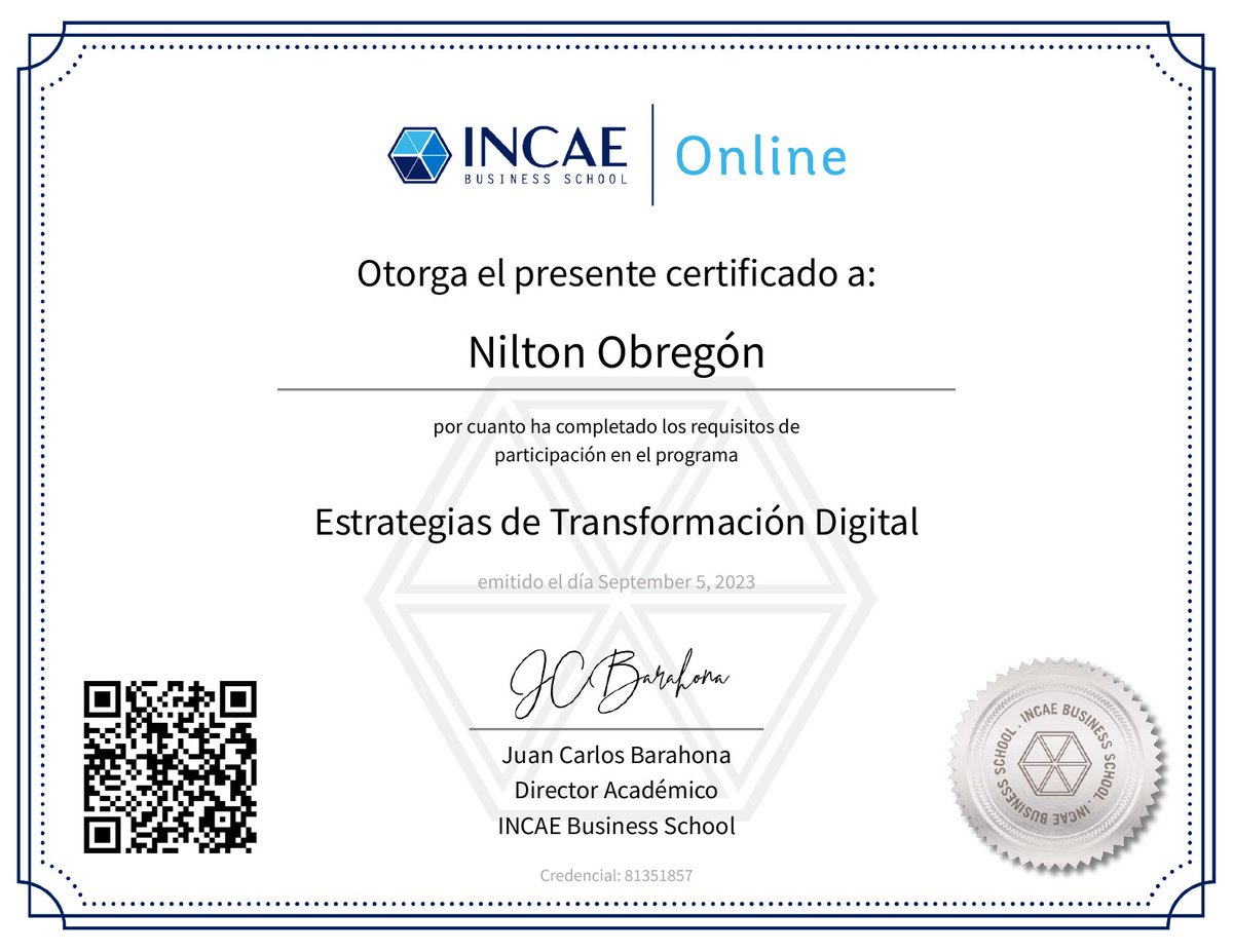 Muy contento por este nuevo logro, seguimos cosechando éxitos!! INCAE Business School. Gracias Agencia Datsun Nissan Costa Rica por el apoyo en esta etapa.