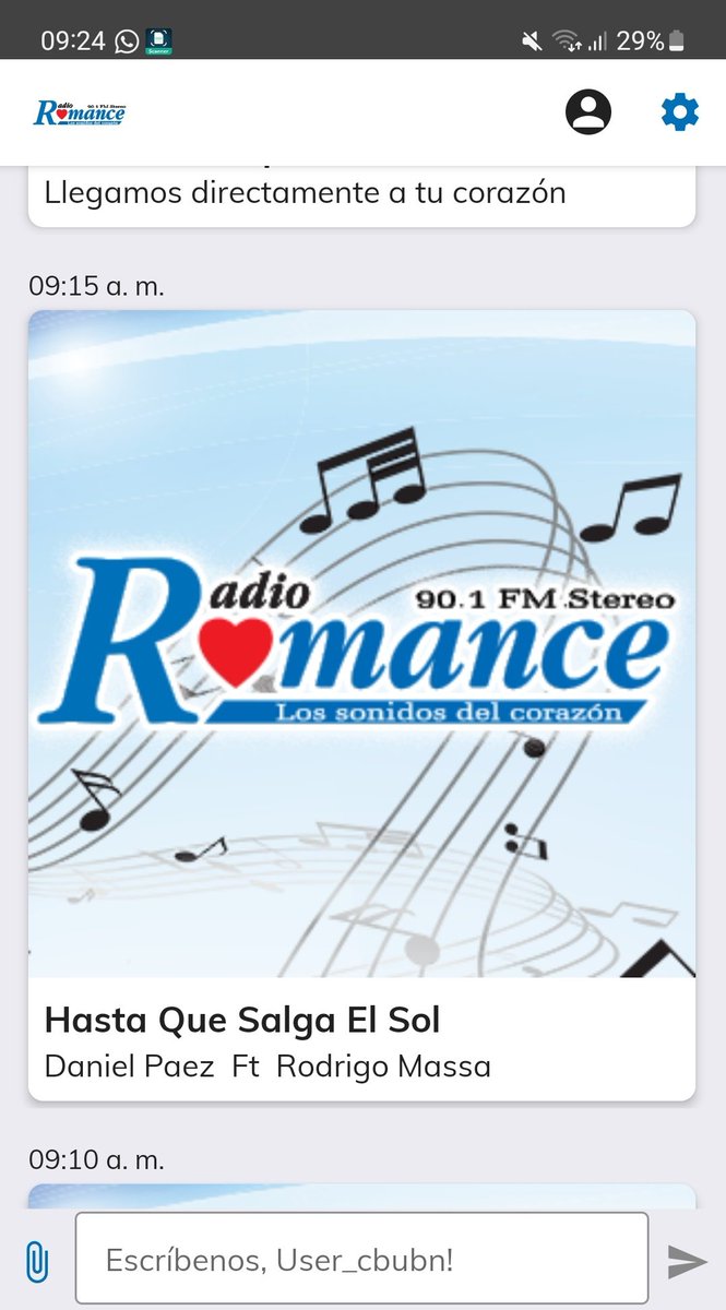 Gracias amigos de <a href="/RadioRomanceFM/">Radio Romance 90.1FM</a> por complacernos con #HastaQueSalgaElSol de nuestro favorito <a href="/DANIELPAEZMusic/">Daniel Paez</a> ft <a href="/RodrigoMassa/">Rodrigo Massa</a> 🎶🇪🇨☀️🇧🇷📻 <a href="/jeanethja/">Jeaneth Salgado</a>