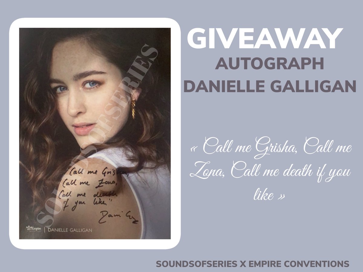 SoundsOfSeries's tweet photo. GIVEAWAY | Win an autograph by Danielle Galligan at the #ASOCAS2 convention by Empire Conventions ! #ShadowAndBone 

▪️ RT this tweet
▪️ Follow @EmpireConv &amp; @SoundsOfSeries
▪️ Like this video and subscribe to our YouTube channel: https://t.co/0uV6hx8ix7

GOOD LUCK 🍀 https://t.co/qbOz0k4d3m