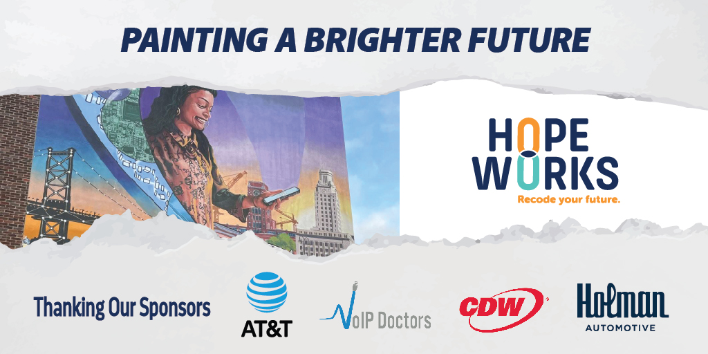 hopeworkscamden's tweet photo. Our Painting A Brighter Future event is quickly approaching! Special shoutout to our sponsors at @ATT, @voipdoctors, @CDWCorp, and @Holman_hq for consistently supporting our mission in every way! https://t.co/AetfW7Qn6j