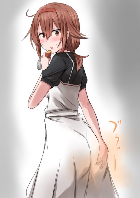 お題のお芋の食べ過ぎでオナラが止まらなくなってしまった白露ちゃんです。 