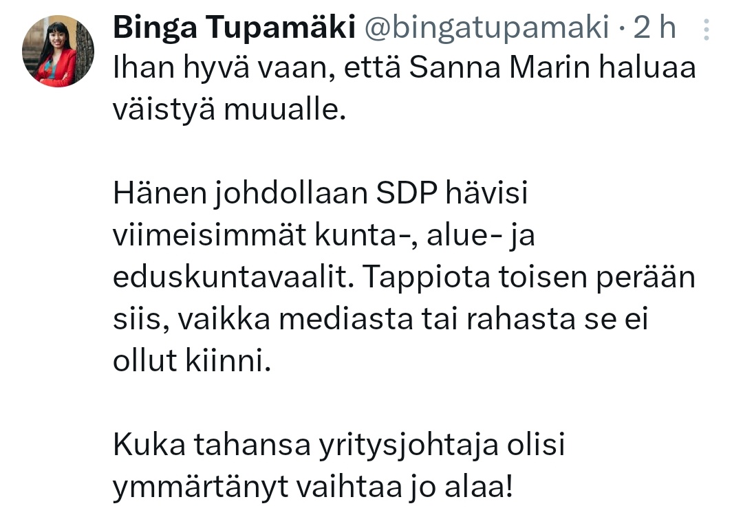 Tässä kiteytyy hyvin, miksi tällaiset Bingat eivät tule ikinä merkittävää menestystä saavuttamaan. Katkeruutta ja myrkkyä. Sille on hyvin rajallinen yleisö.