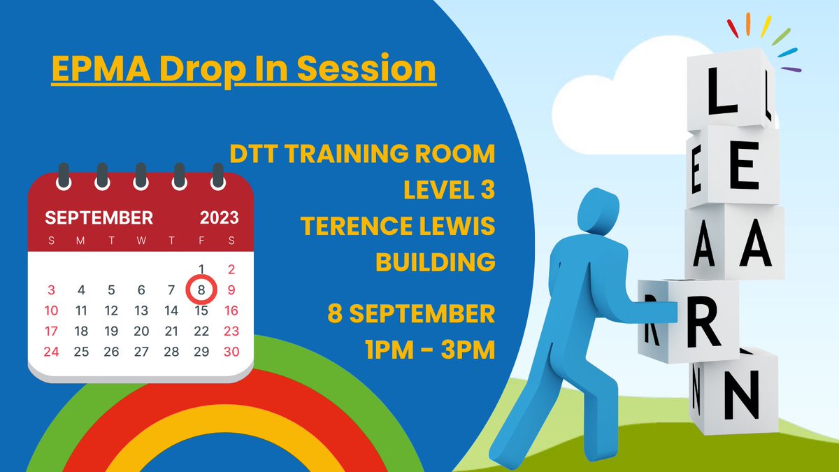 UHP_IMT's tweet photo. Pop along tomorrow (Fri 8th) to Hi 👋, the Clinical Systems Trainers are hosting a drop in session on all things EPMA. 
Session will be running from1- 3pm in the DTT training room (level 3) make sure to drop if you need any help, support or guidance. 🙂
@UHP_NHS  @JocGee @eoinB86 https://t.co/3RxcWRBmBV