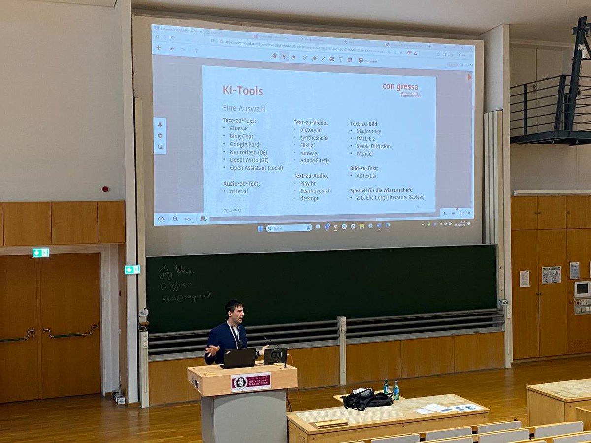 Durfte heute bei der #hkom23 <a href="/bv_hkom/">Bundesverband Hochschulkommunikation</a> über KI-Tools in der Kommunikationsarbeit sprechen,  hat Spaß gemacht! 👨‍🏫 📢