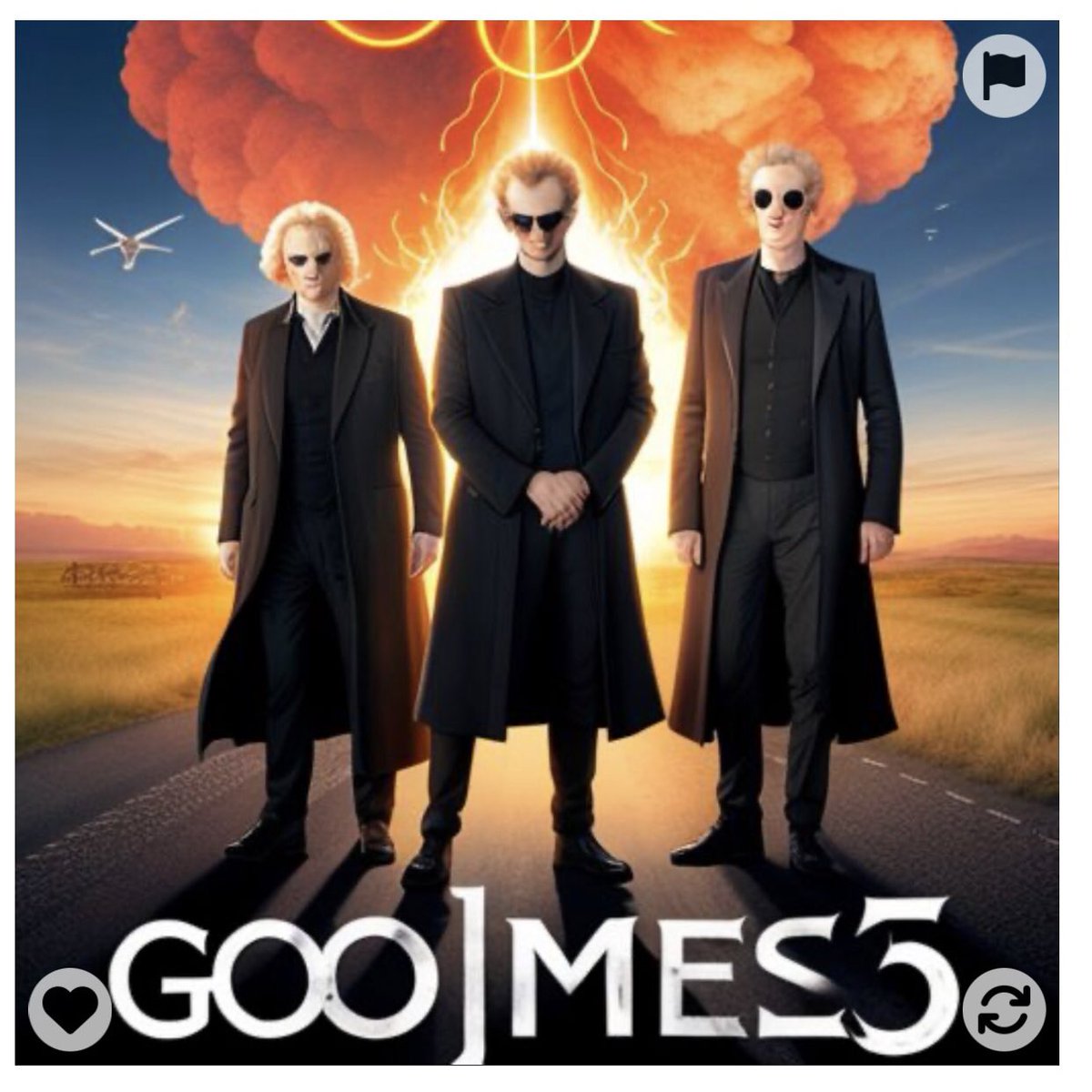hhorrorqueen's tweet photo. I asked an AI to show me the poster for Good Omens Season 3 
🪽 https://t.co/cAlEZjVT6a