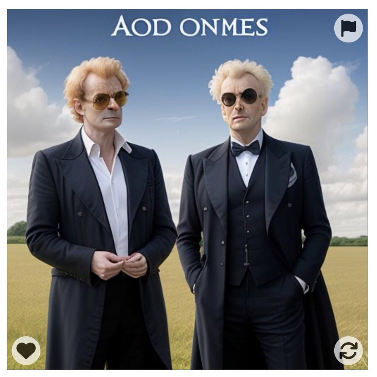 hhorrorqueen's tweet photo. I asked an AI to show me the poster for Good Omens Season 3 
🪽 https://t.co/cAlEZjVT6a
