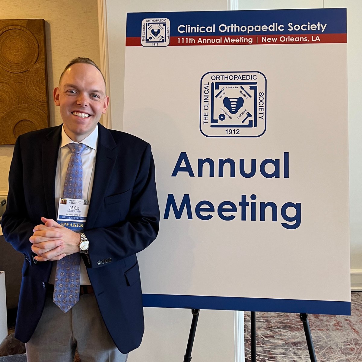 jmayres96's tweet photo. It's a great day in #NewOrleans! I am thankful for the opportunity to present research from @orthokansas @lmhorg and @KUSportsMed @KUMedCenter @KUMedicine today at the #ClinicalOrthopaedicSociety Annual Meeting! #orthotwitter https://t.co/84dqNvaoa8