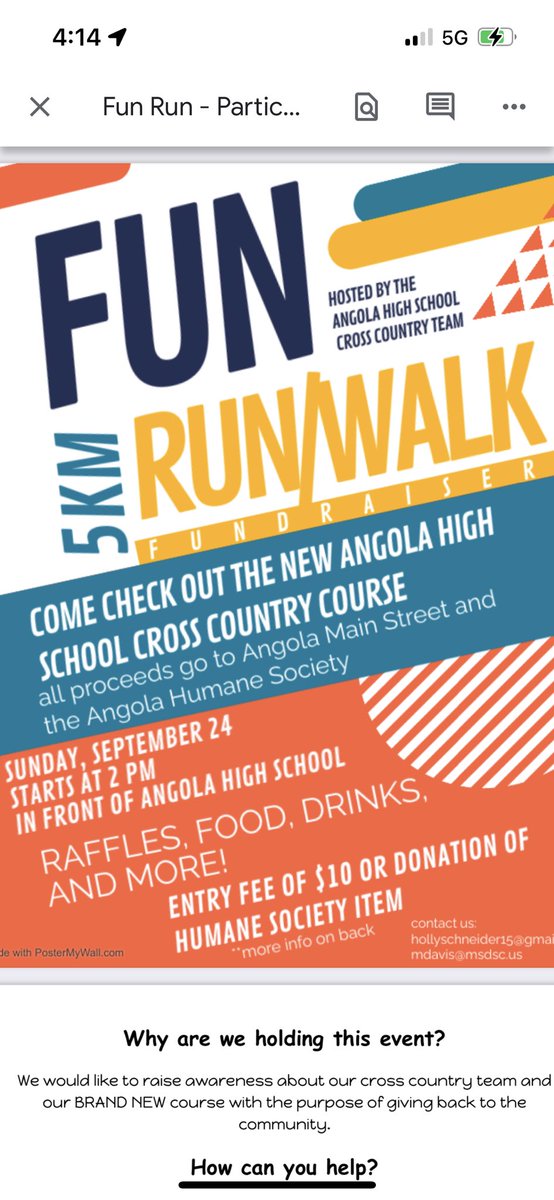 AHSGirlsCross's tweet photo. Fun Run / Walk happening Sun, Sept 24 at 2PM - organized by one of our senior captains, Holly Schneider. Please join us! https://t.co/aaUXqrUEzH