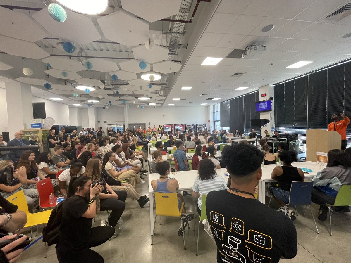 Kicking off at <a href="/amazon/">Amazon</a> warehouse with <a href="/AppNationUK/">Apprentice Nation</a> - a warehouse full of young people exploring apprenticeships and the next steps in their life’s journey! Big up my man <a href="/stephenbgreene/">Stephen Greene</a> and all the young people and #mentors coming to be part of this.