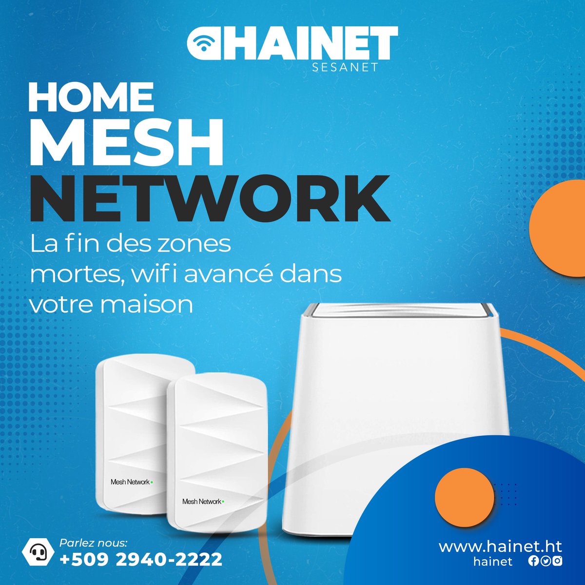 HainetSA's tweet photo. Adieu les zones sans Wi-Fi ! Notre réseau Mesh garantit une couverture complète à la maison. 🏡💻 #MeshMagic #Wi-FiInfaillible” https://t.co/AOve9rinUW