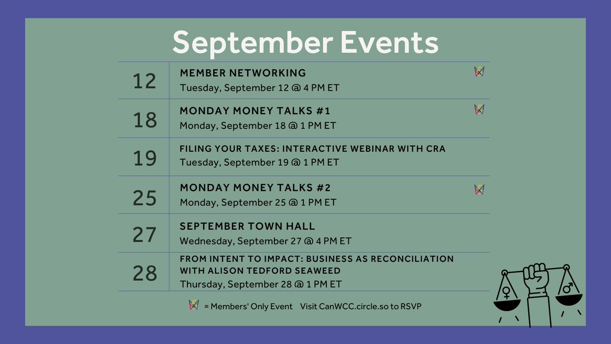 September is going to be a busy month! Make sure to schedule time to network, learn, and take action to drive business growth. Check out CanWCC's events for September for opportunities to do just that! Visit the link in our bio for all registration links. See you there!👌