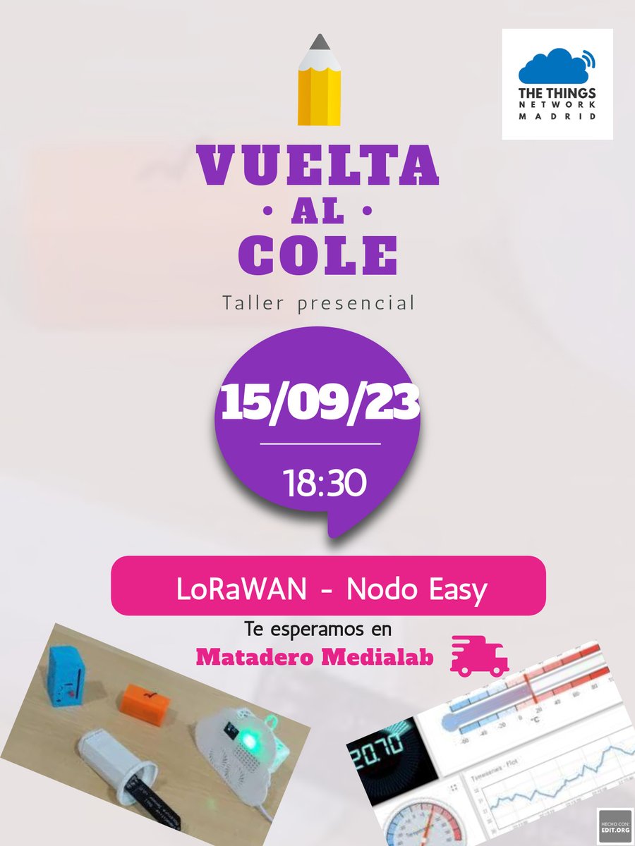 IoTopenTech's tweet image. Volvemos a la actividad con un taller presencial el viernes 15 de septiembre a las 18:30 en Matadero Medialab (sala El Terrario) dedicado al nodo TTNMAD_EASY, placa diseñada para facilitar el aprendizaje de los conceptos básicos de LoRaWAN.
@ttn_mad @mataderomadrid @medialabMM