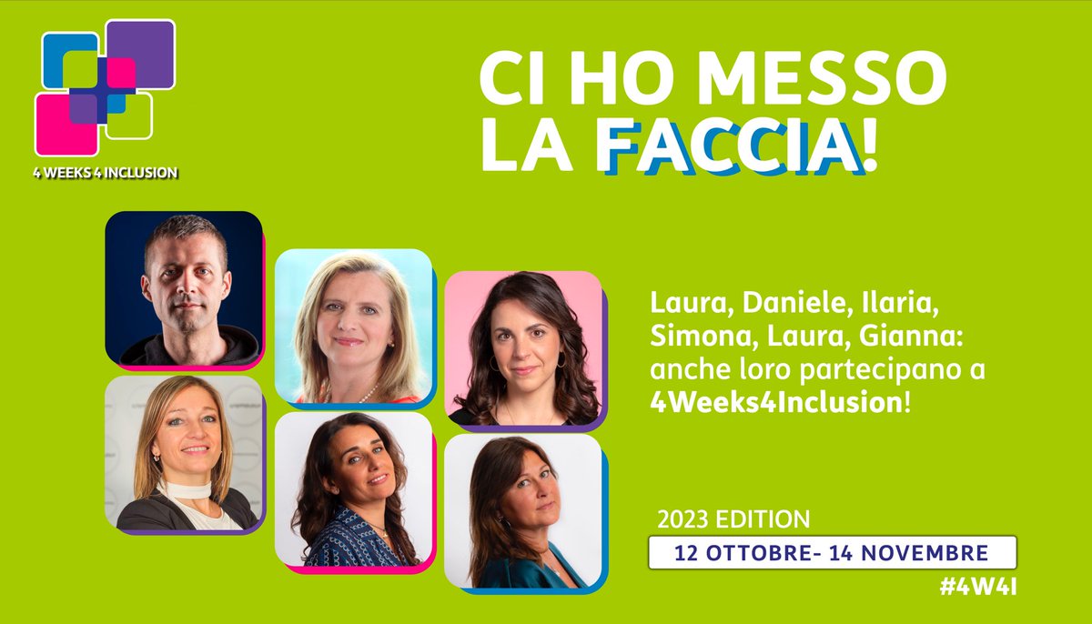 Siete tantissimi a far parte della 4Weeks4Inclusion! Continuano ad arrivare le adesioni alla campagna che invita le persone a metterci la faccia. Una partecipazione calorosa che ci riempie di orgoglio. E voi, ci avete già messo la faccia? #4W4I